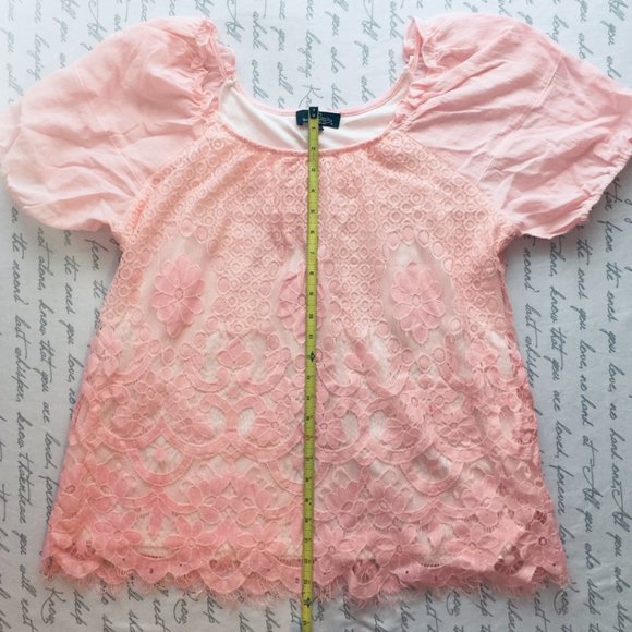 Pink Lace Short Sleeve Top Suzanne Bento XL - Picture 3 of 9